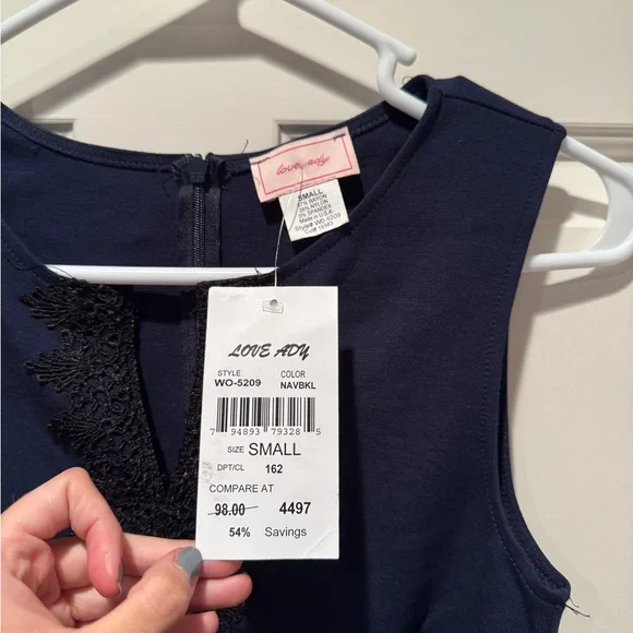 NWT Love Ady Navy Skater Dress - Picture 2 of 6